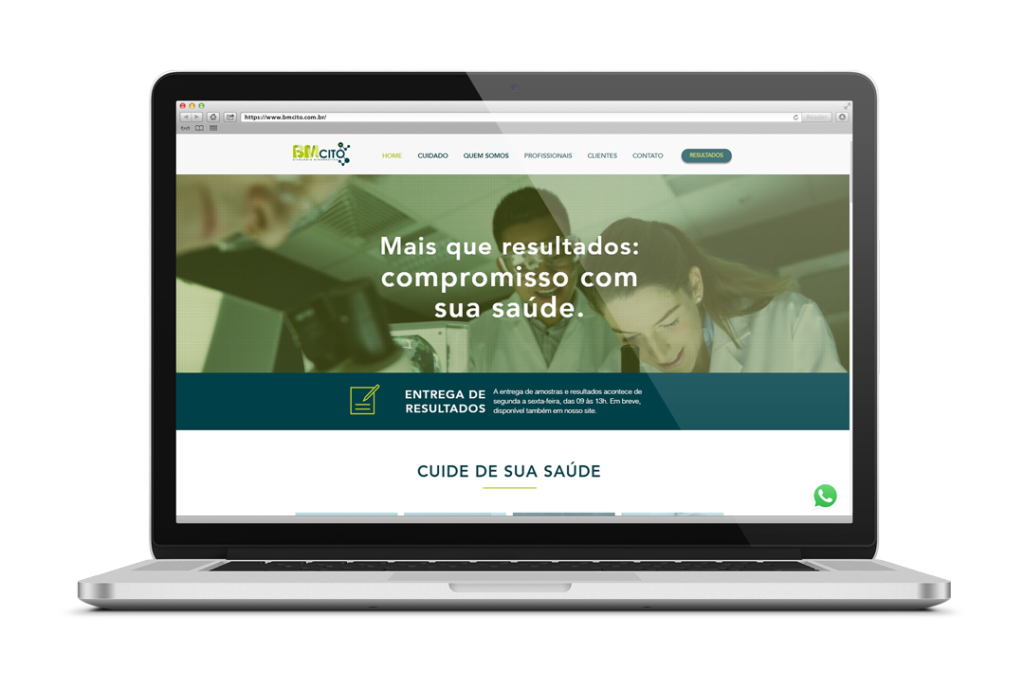 Amostra do Site da empresa de Citologia BMCITO, localizada em Salvador, Bahia, Brasil.